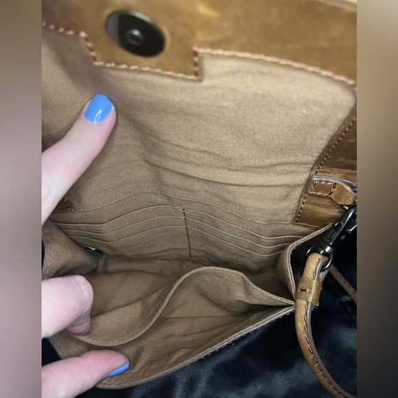 Frye brown leather fold flap crossbody purse. Used. - Picture 5 of 7